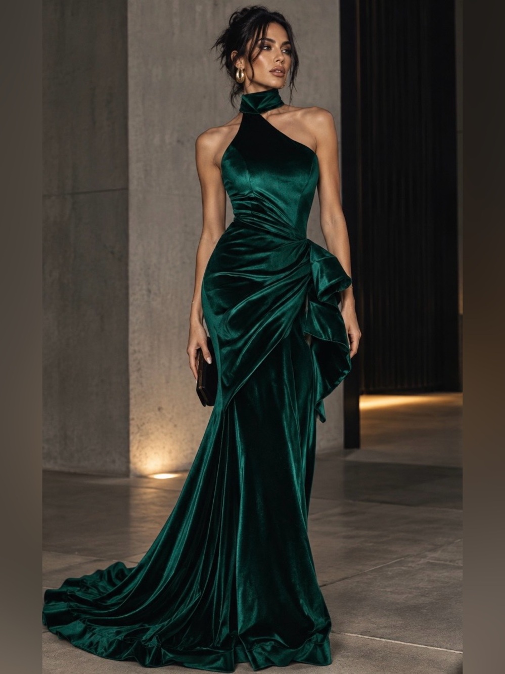 NEW MNM Couture Emerald Green Draped Evening Gown Pageant XS/S $400 blacktie